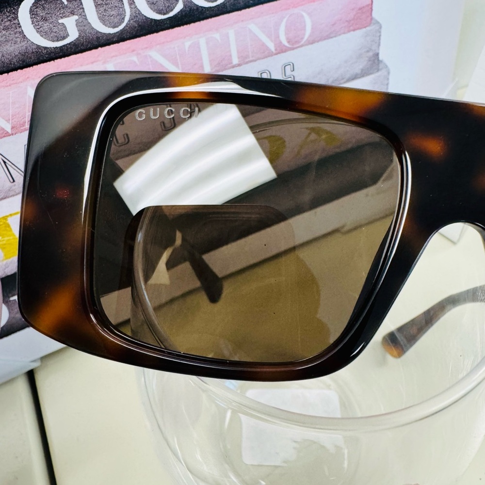 Gucci Brown Rectangular Sunglasses - image 3
